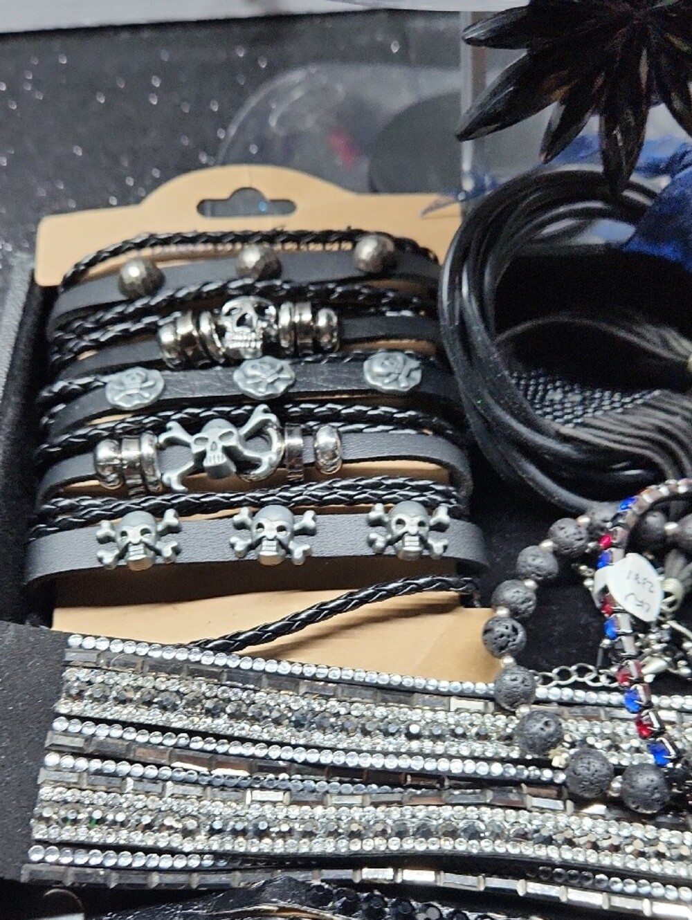 Black Multi-Strand Beaded Necklace & Bracelet Bundle - Picture 6 of 17